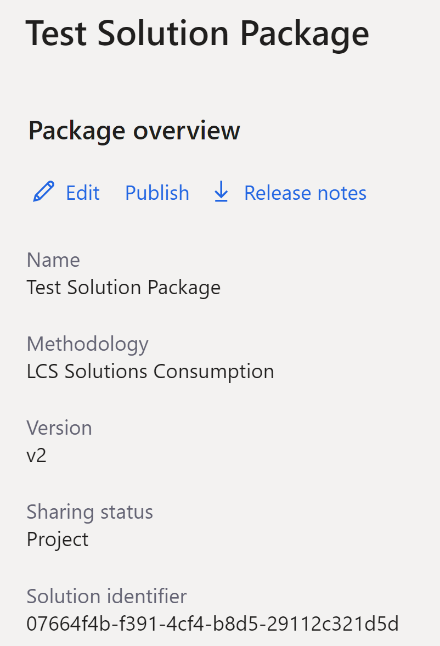 Screenshot that shows the Package Overview window.