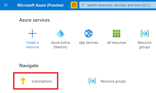 The Subscriptions icon in the Azure portal.