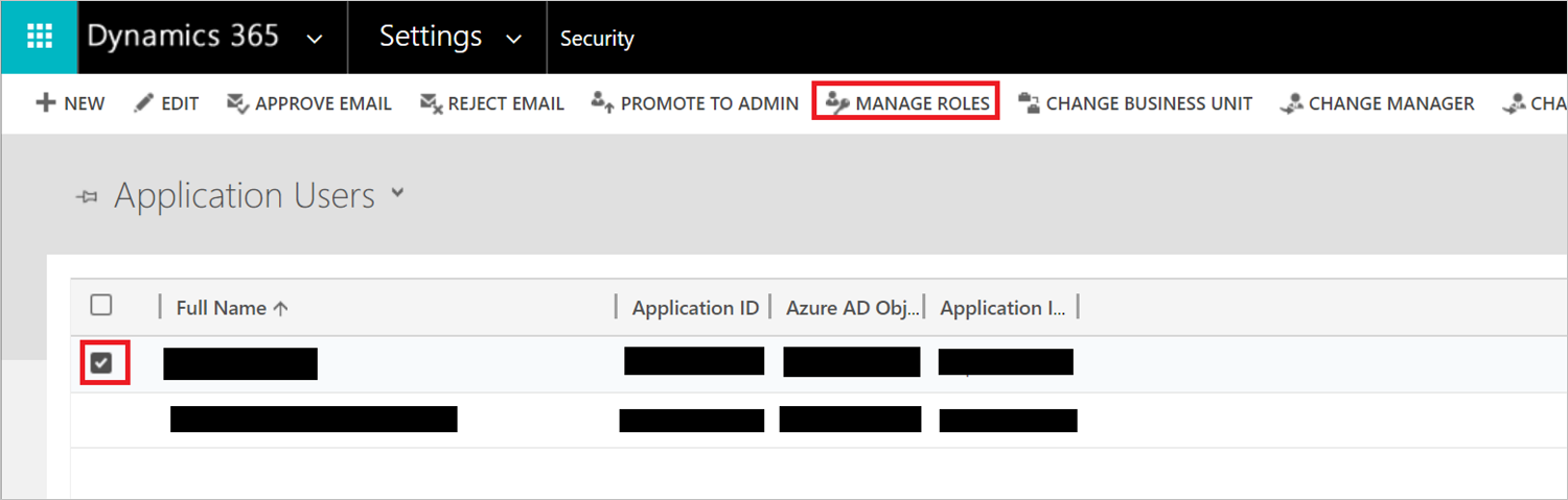 Manage Roles tab