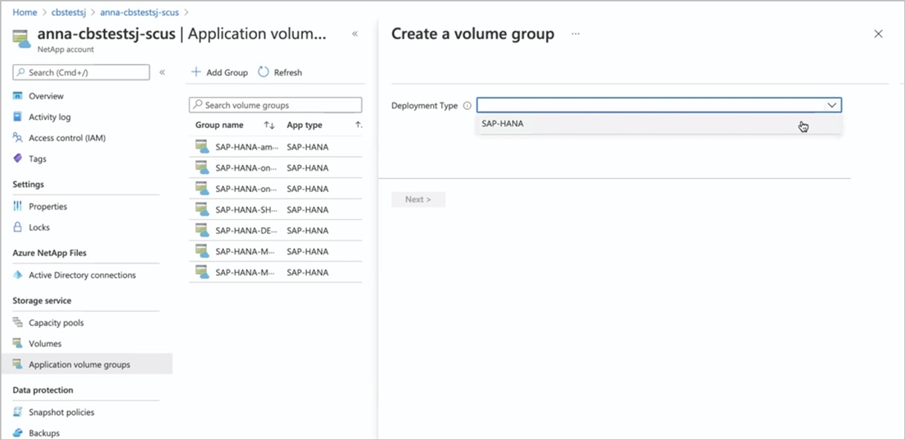 Screenshot that shows the Create Volume Group window.