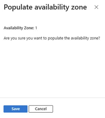 Screenshot of the Populate Availability Zone window.
