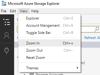 Zoom options in the help menu