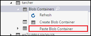 Paste blob container context menu