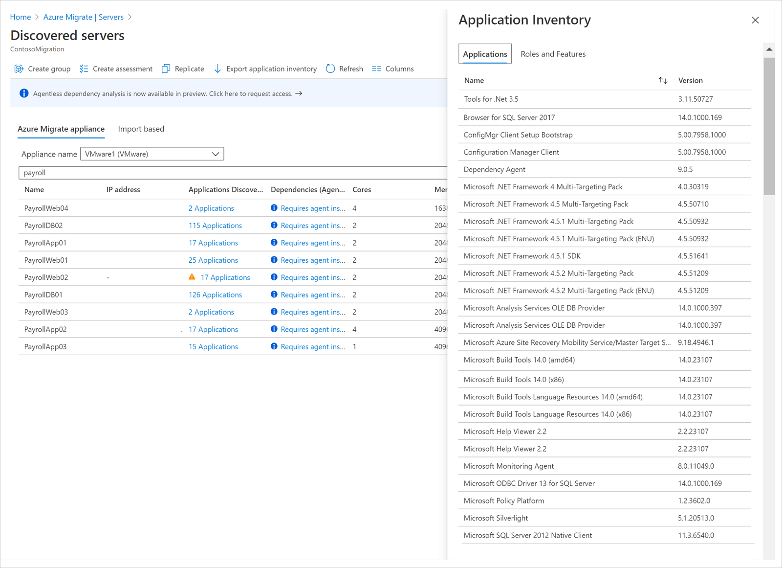 Application inventory on Portal