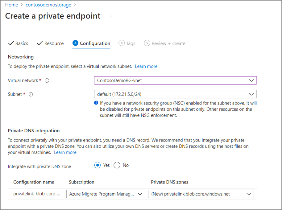 Screenshot that shows private DNS zones.