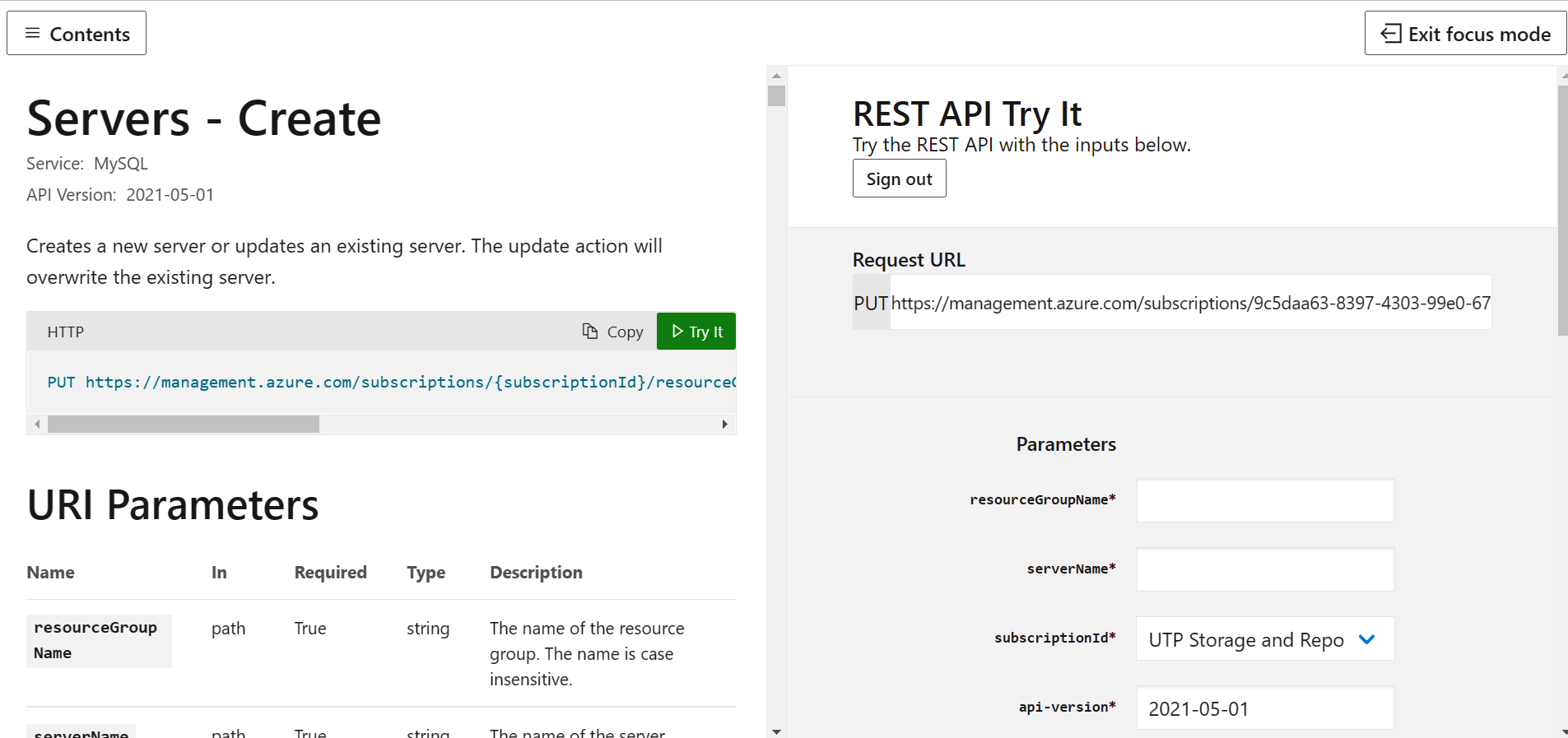 Create server using REST API