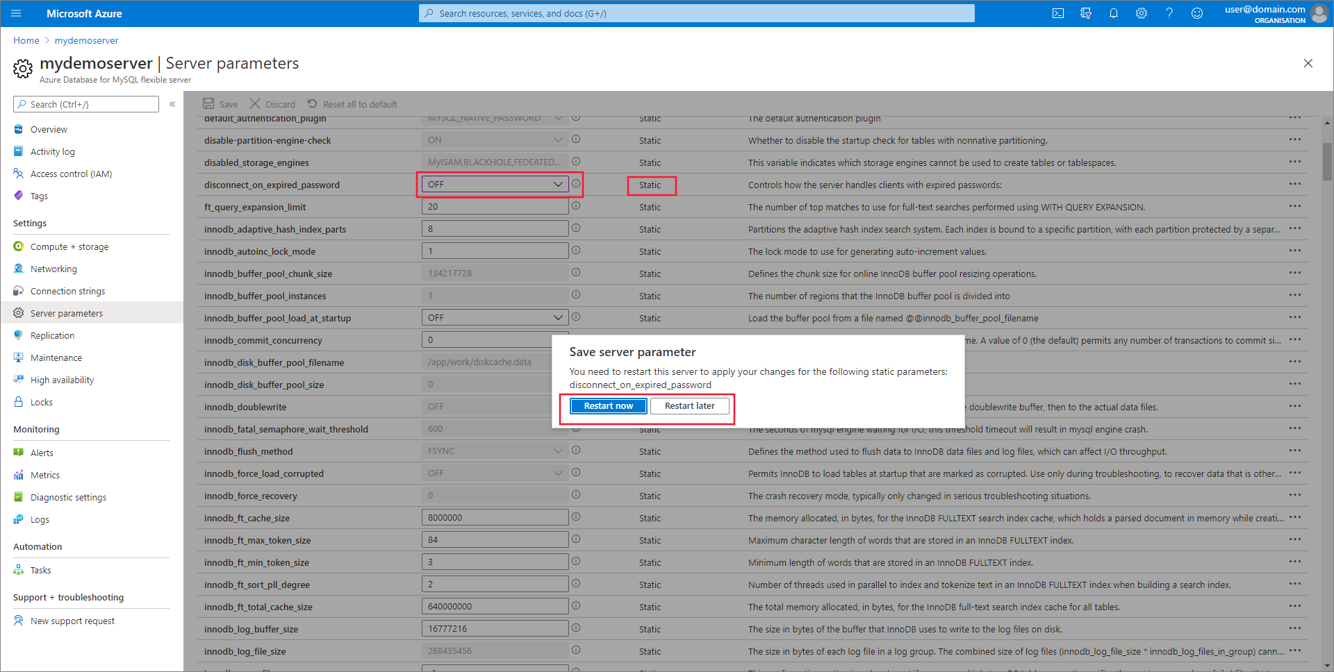 Configuration parameters