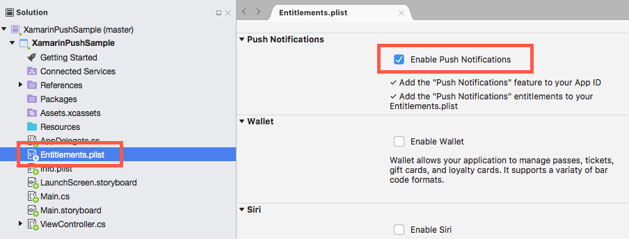 Visual Studio- iOS Entitlements Config
