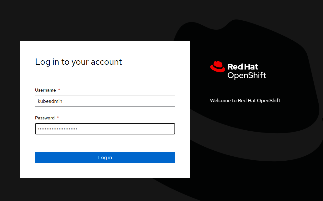 Azure Red Hat OpenShift login screen
