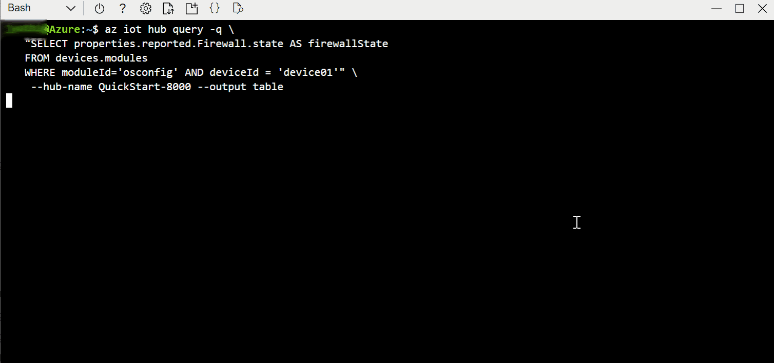 Screen capture that shows how to check firewall state for a specific device using bash