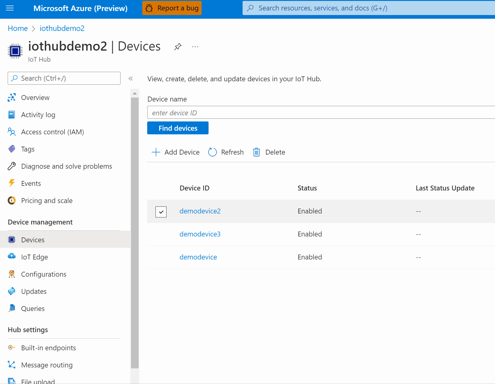 Screen capture showing how to set desiredHosts property from Azure Portal