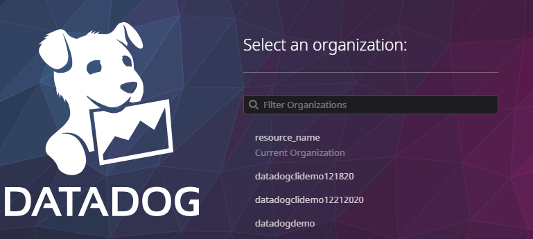 Select appropriate Datadog organization to link