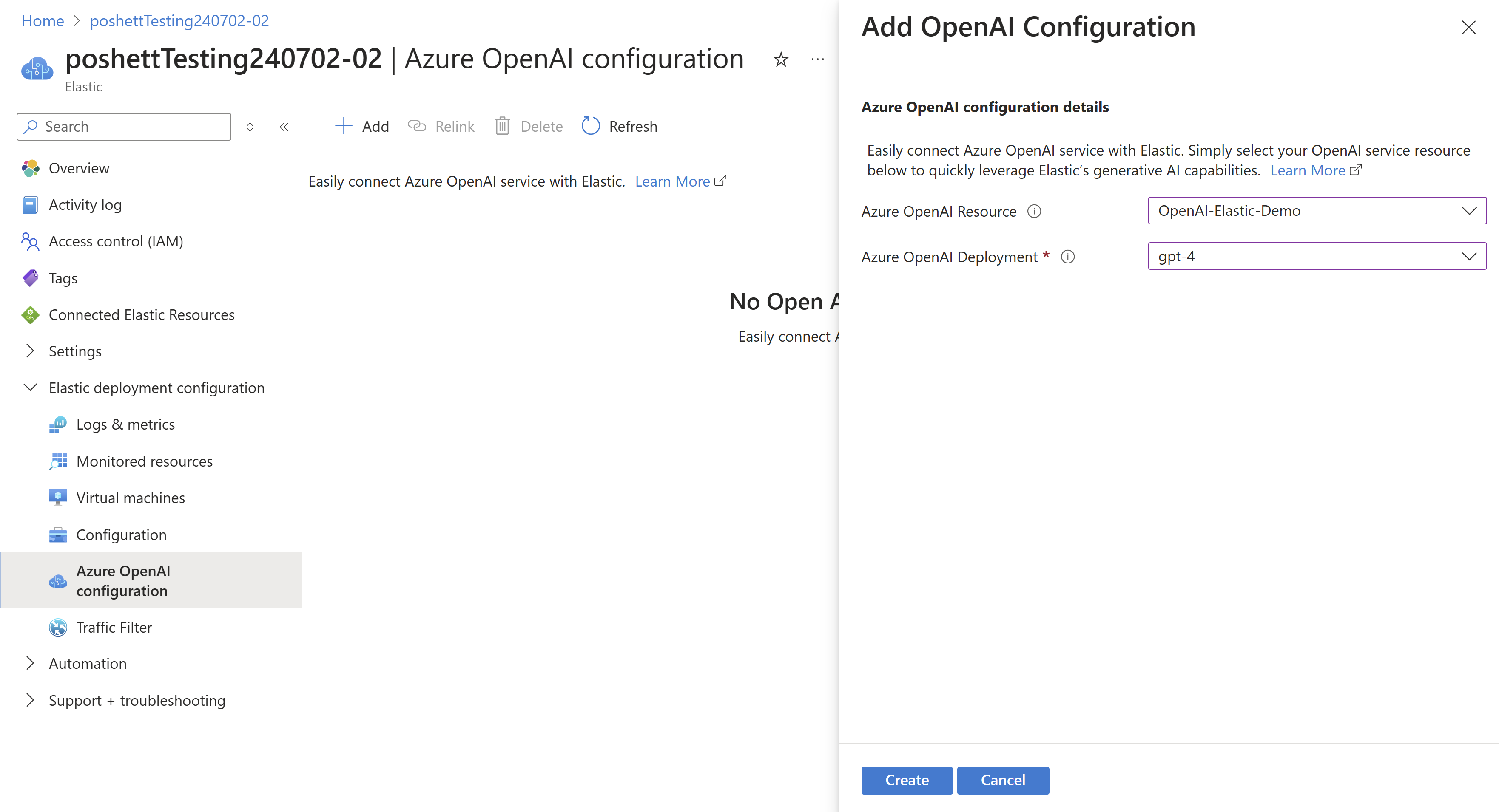 Screenshot of Configure Azure OpenAI Connector.