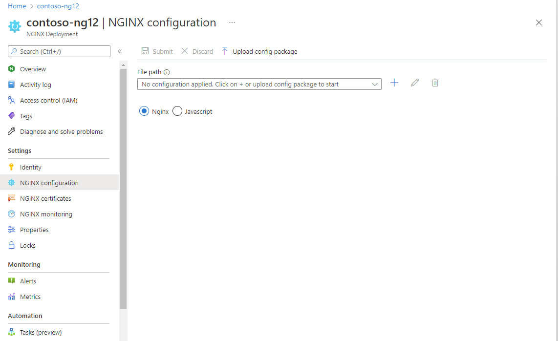 Screenshot resources for NGINXaaS configuration settings.