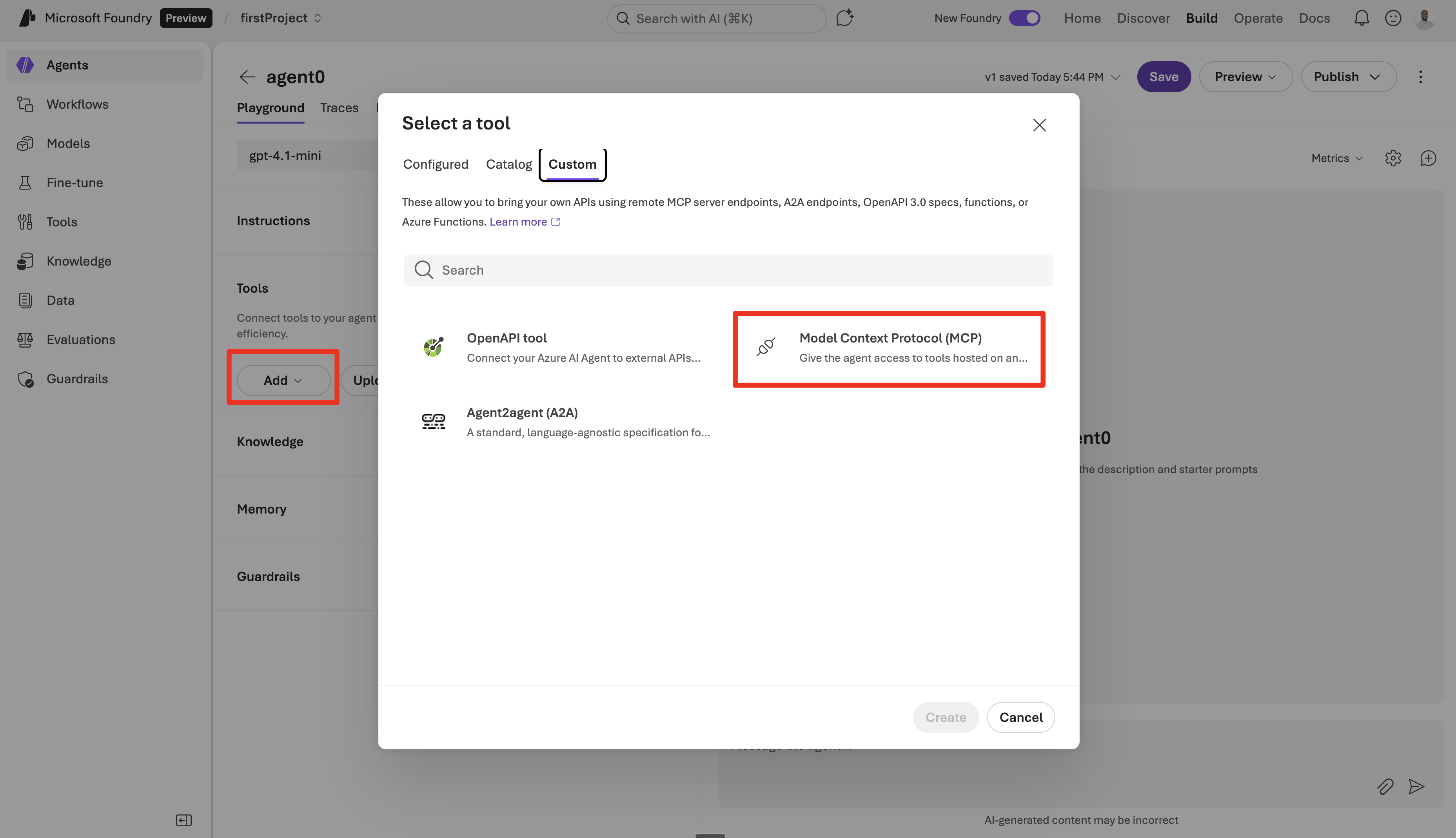 Screenshot of MCP connect.