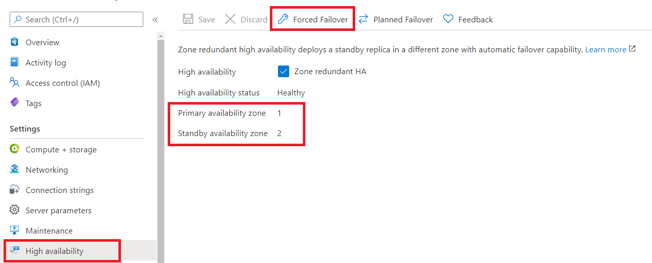 On-demand forced failover option screenshot.