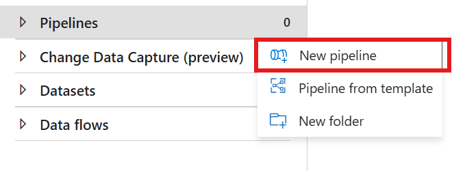 Screenshot that shows where to select new pipeline.