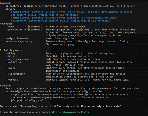 Screenshot of the command for creating a migration.