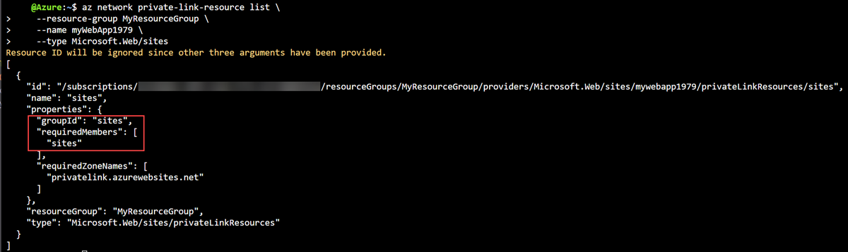 Screenshot of the PowerShell output of command.