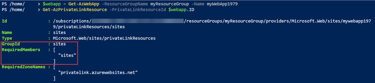 Screenshot of the PowerShell output of command.