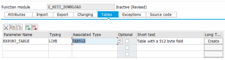 Screenshot that shows the Tables tab.