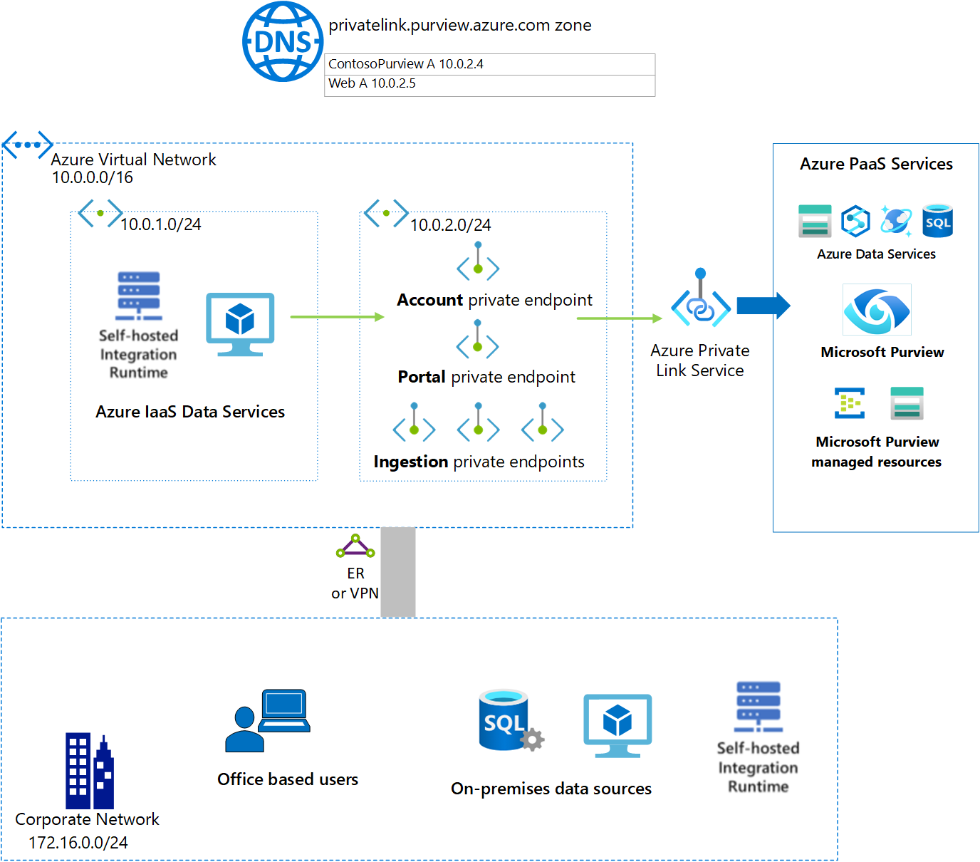 Screenshot that shows Microsoft Purview with Private Endpoints.