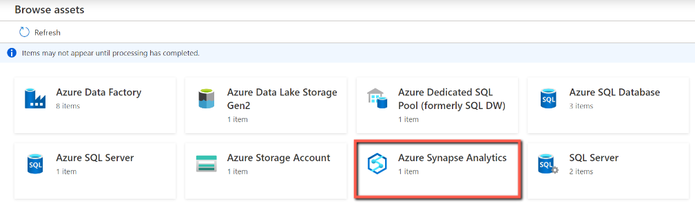 Browse the Azure Synapse assets in Microsoft Purview.