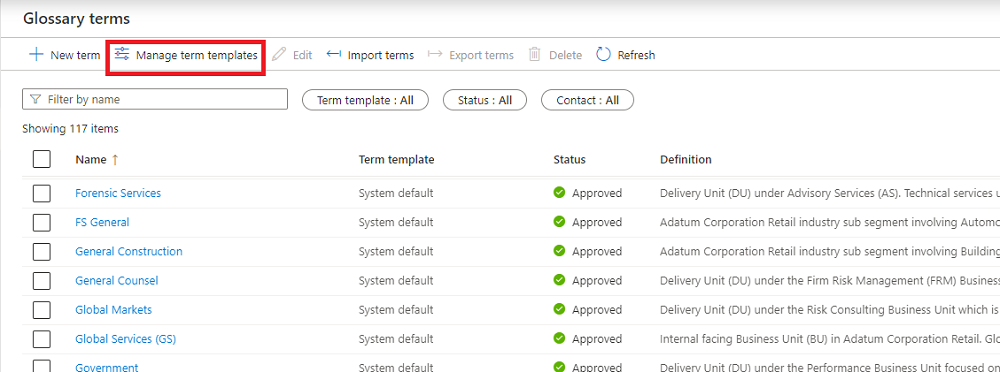 Manage Term Templates 