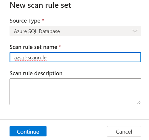 Screenshot that shows information for creating a new scan rule set.