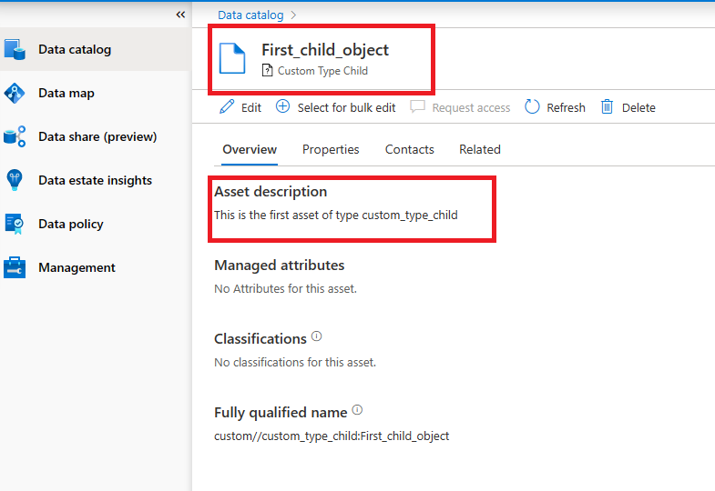 Screenshot of the First_child_object page, showing the overview tab.