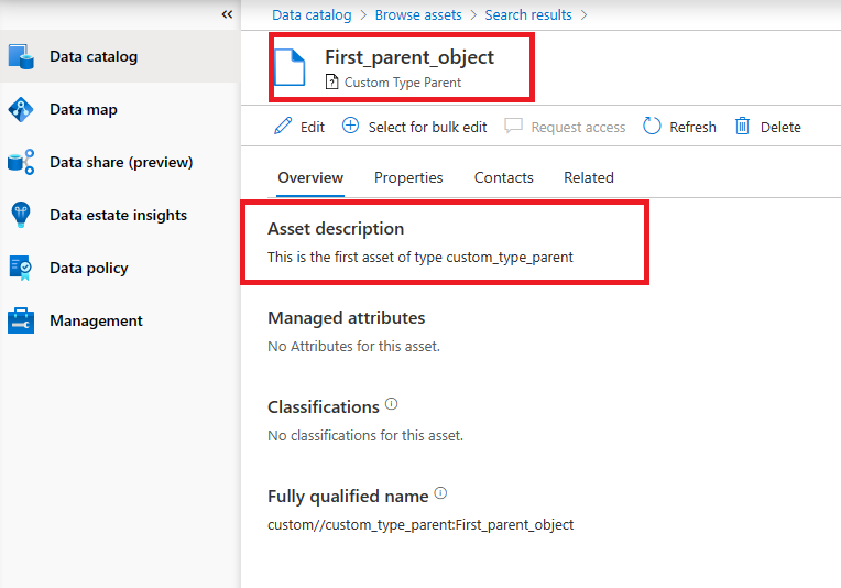 Screenshot of the First_parent_object page.