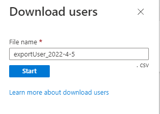 Screen shot showing how to download users into a CSV.