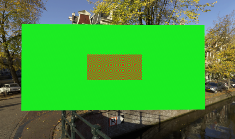 Screenshot shows red and green quad toggle preference with a checkerboard pattern rectangle.