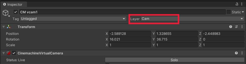 Screenshot that shows Unity's inspector panel for camera settings in Cinemachine.