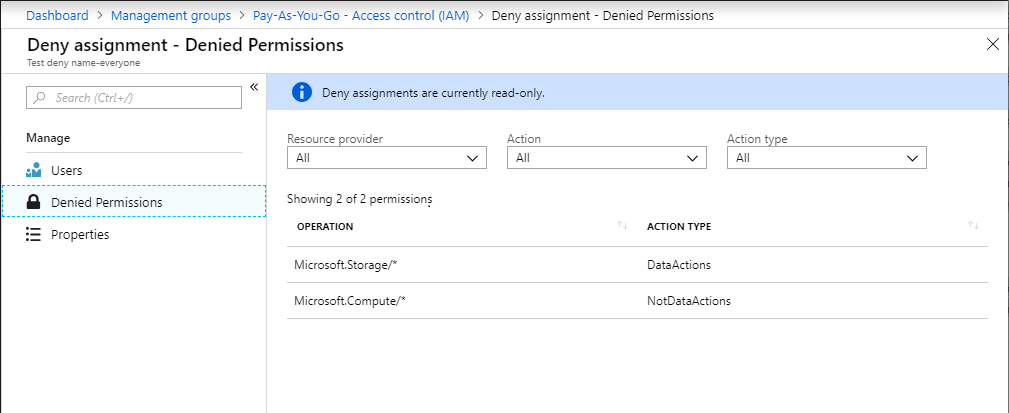 how to create azure deny assignment
