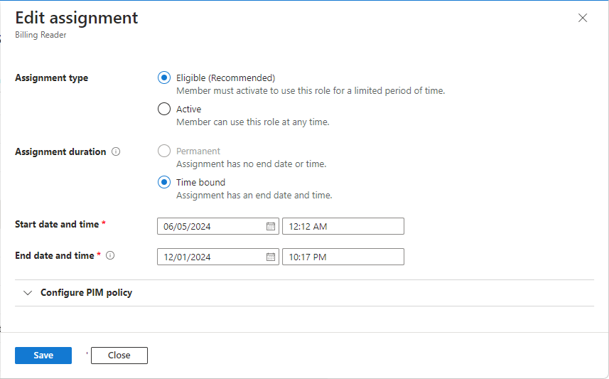 Screenshot of Edit assignment pane with Assignment type options displayed.