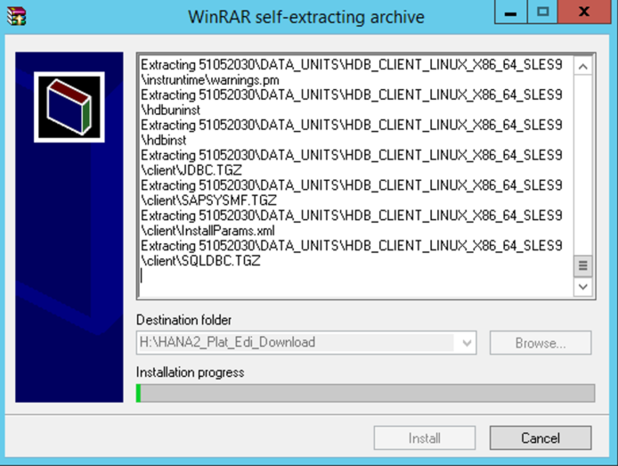 Screenshot of self-extracting archive.