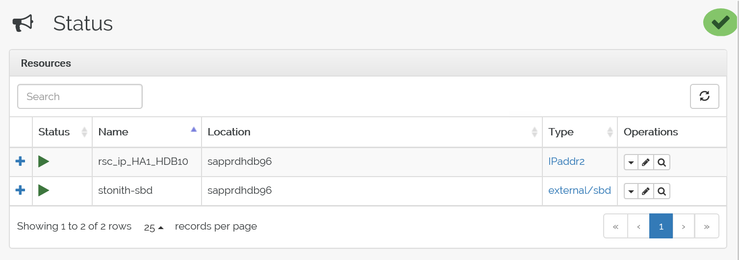 Screenshot that shows the status of the two resources before failover.