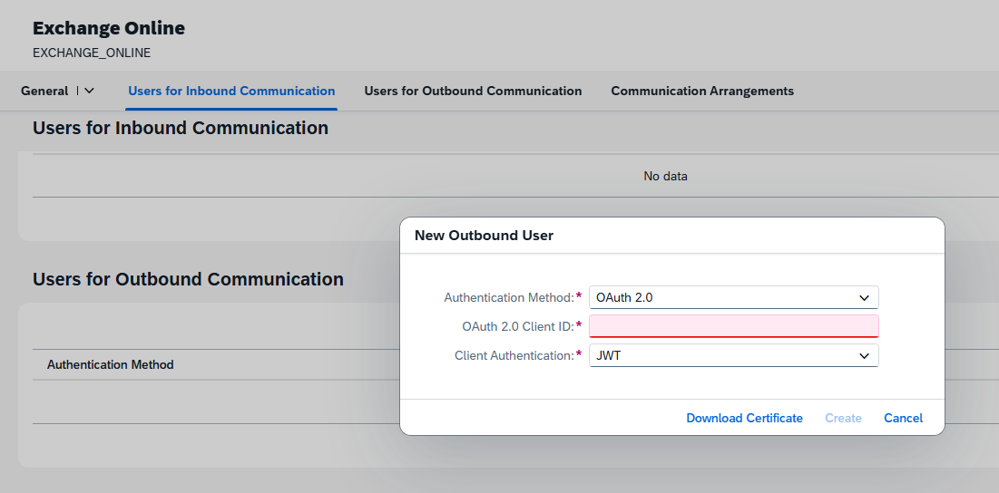 Screenshot of Communication System setup.
