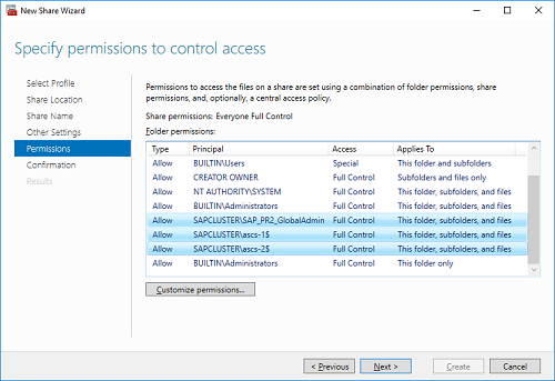 Figure 11: Assign Full control permissions to user group and computer accounts