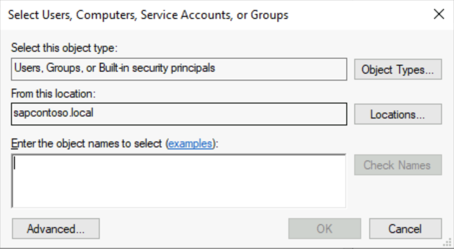 Screenshot of Windows Server that shows adding the cluster name to the local Active Directory instance.