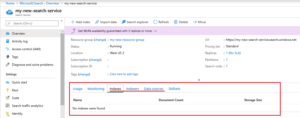 Quickstart Create A Search Index In The Azure Portal Azure Cognitive Search Microsoft Learn