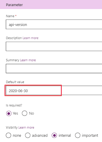 Version parameter metadata