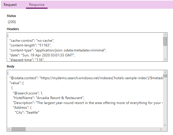 JSON response