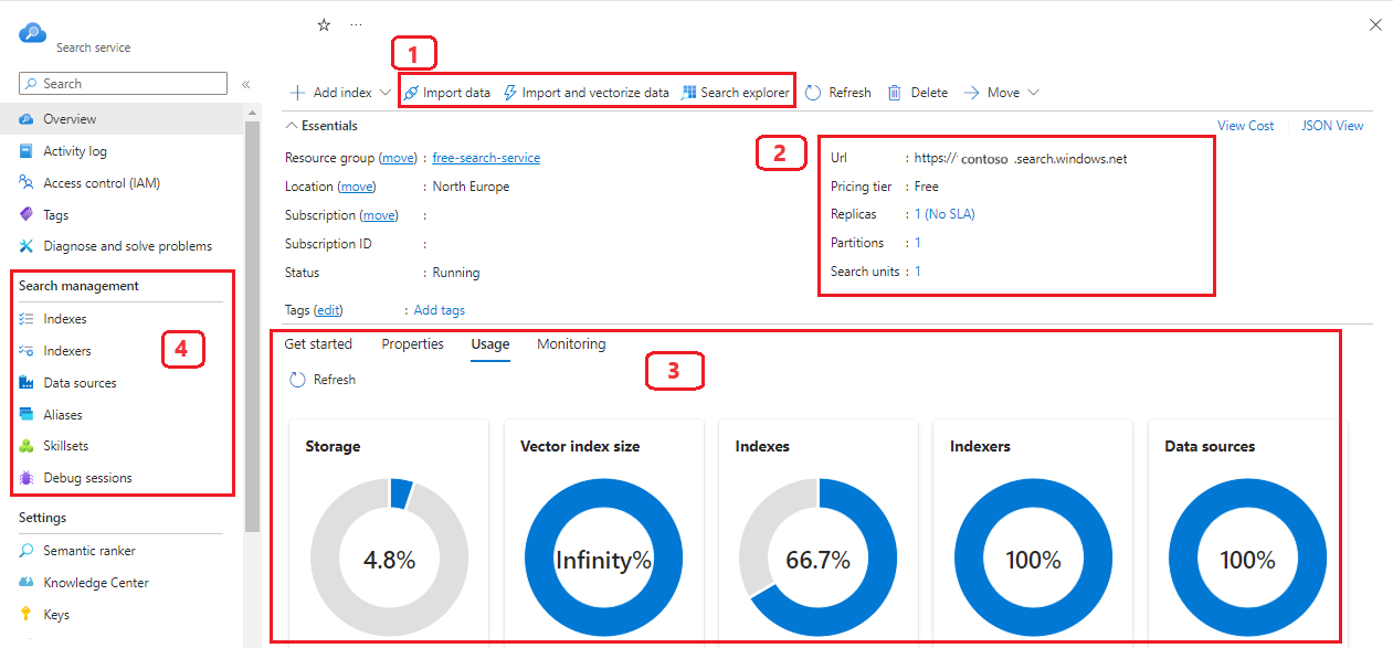 Criar um serviço de pesquisa no portal - Azure AI Search