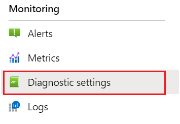 Screenshot showing how to select Diagnostic settings in the Monitoring section of the Azure AI Search service.