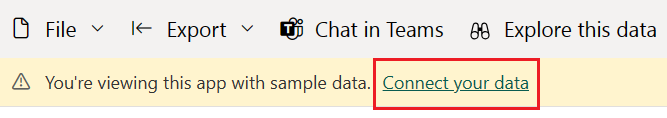 Screenshot showing how to connect to your data in the Azure AI Search app.