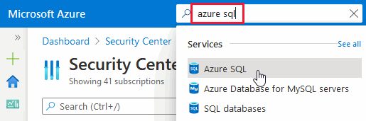Opening Azure SQL from the Azure portal.