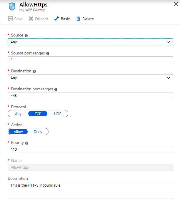 Configure the NSG