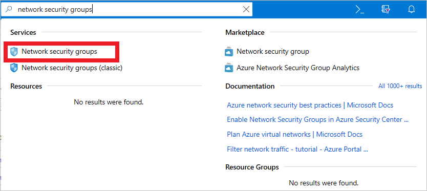 Search for network security groups